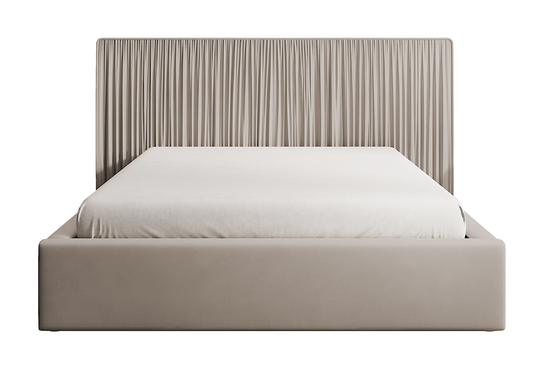 Łóżko tapicerowane 160x200 cm Toile z pojemnikiem z metalowym stelażem szarobeżowe welur  - zdjęcie 5