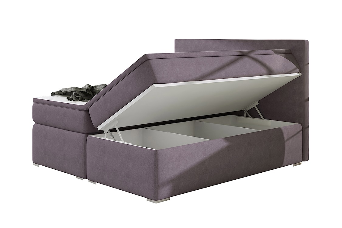 Łóżko kontynentalne Glimer 180x200 cm z pojemnikiem fioletowe welur  - zdjęcie 4