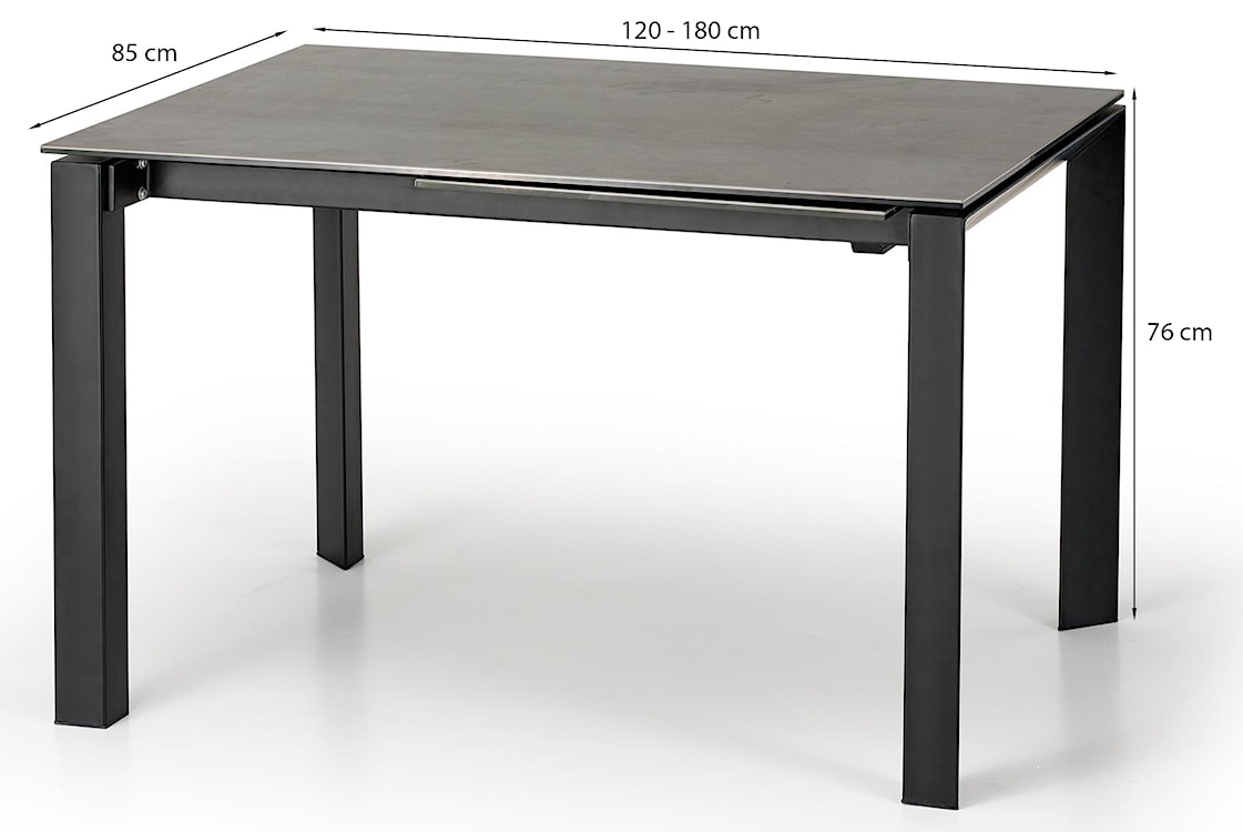 Stól rozkładany Biviely 120-180 cm ceramiczny blat szary / czarny  - zdjęcie 5