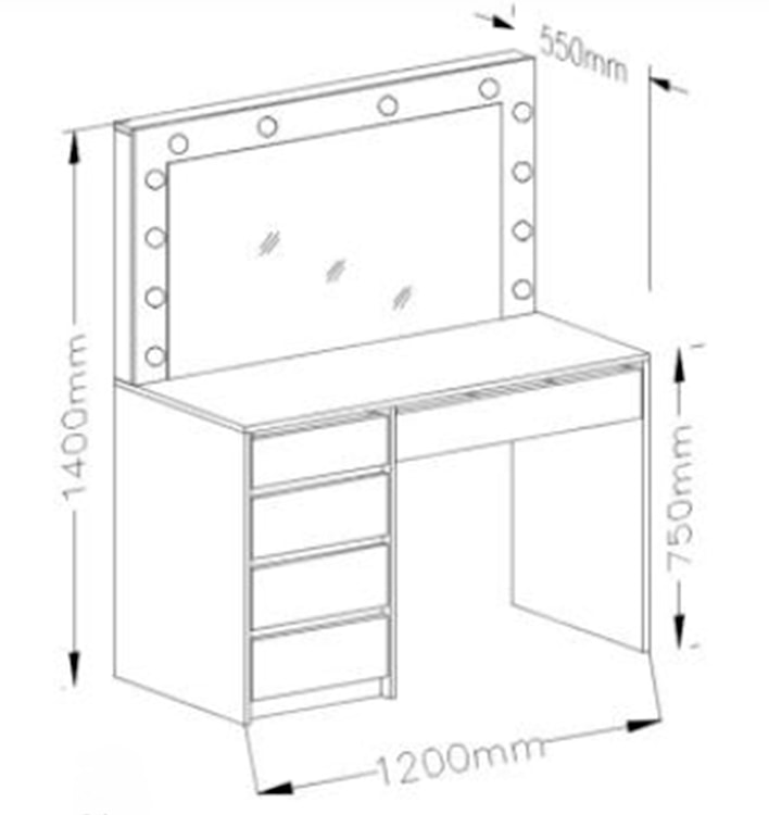 Toaletka Consentte 120 cm z oświetleniem biała  - zdjęcie 6