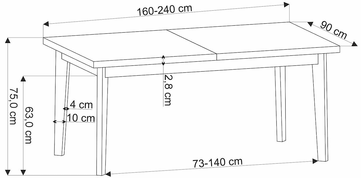 Stól rozkładany Edmondo 160-240 cm drewno bukowe / czarne nogi  - zdjęcie 8