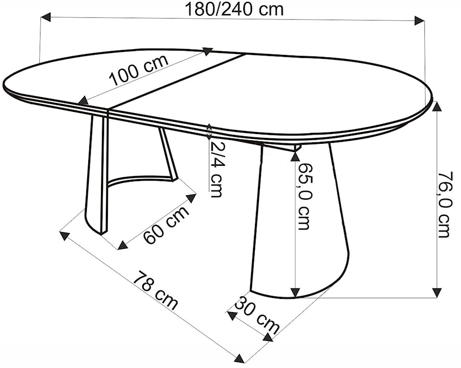 Stól rozkładany Giacomo 180-240 cm dąb naturalny / czarny  - zdjęcie 8