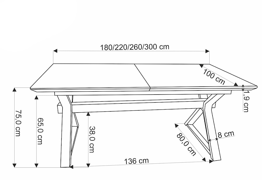 Stół rozkładany Rigally 180-300x100 cm dąb naturalny  - zdjęcie 16