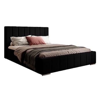 Łóżko tapicerowane 180x200 cm Wolte z pojemnikiem czarne w tkaninie hydrofobowej