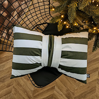 Poduszka XMAS 60x40 cm kokarda w paski zielona