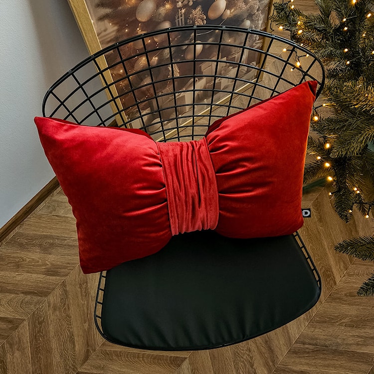 Poduszka XMAS 60x40 cm kokarda czerwona 