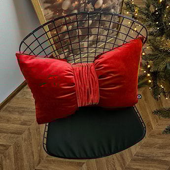 Poduszka XMAS 60x40 cm kokarda czerwona