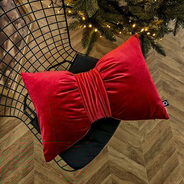 Poduszka XMAS 60x40 cm kokarda czerwona  - zdjęcie 3