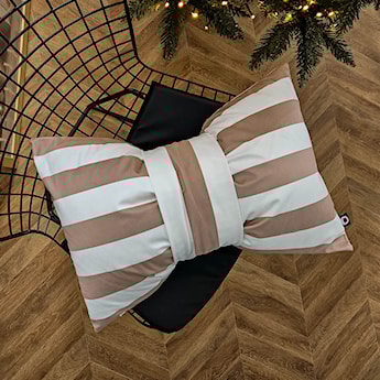 Poduszka XMAS 60x40 cm kokarda w paski piaskowa