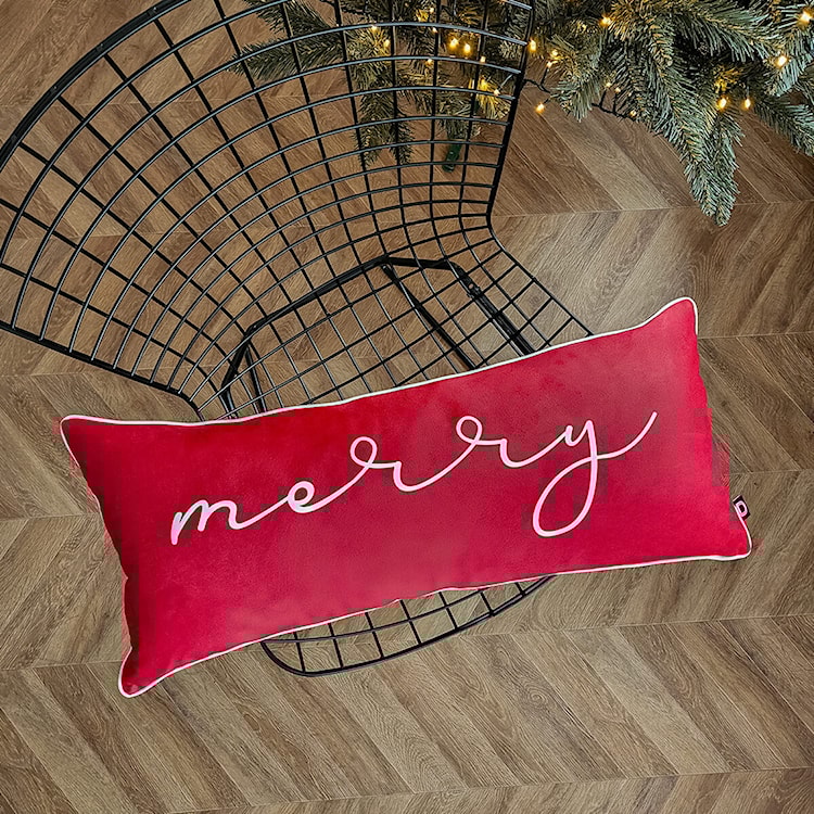Poduszka XMAS 30x70 cm czerwona Merry  - zdjęcie 2