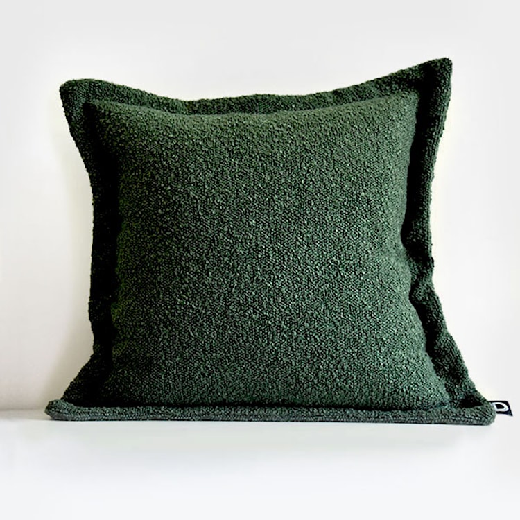 Poszewka Boucle z dekoracyjnym rantem 40x40 cm zielona  - zdjęcie 3