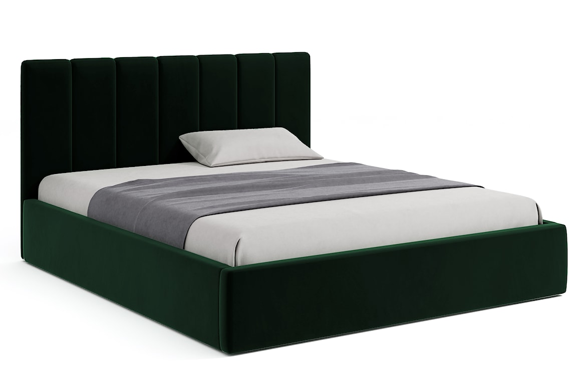 Łóżko tapicerowane Isara 180x200 cm z pojemnikiem zielone welur