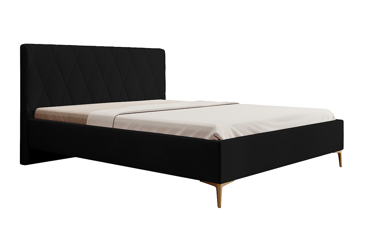 Łóżko tapicerowane 160x200 cm Tiksi czarne welur