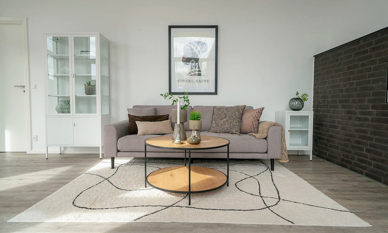 Stolik kawowy Krapina okrągły 80 cm dąb/czarny  - zdjęcie 3