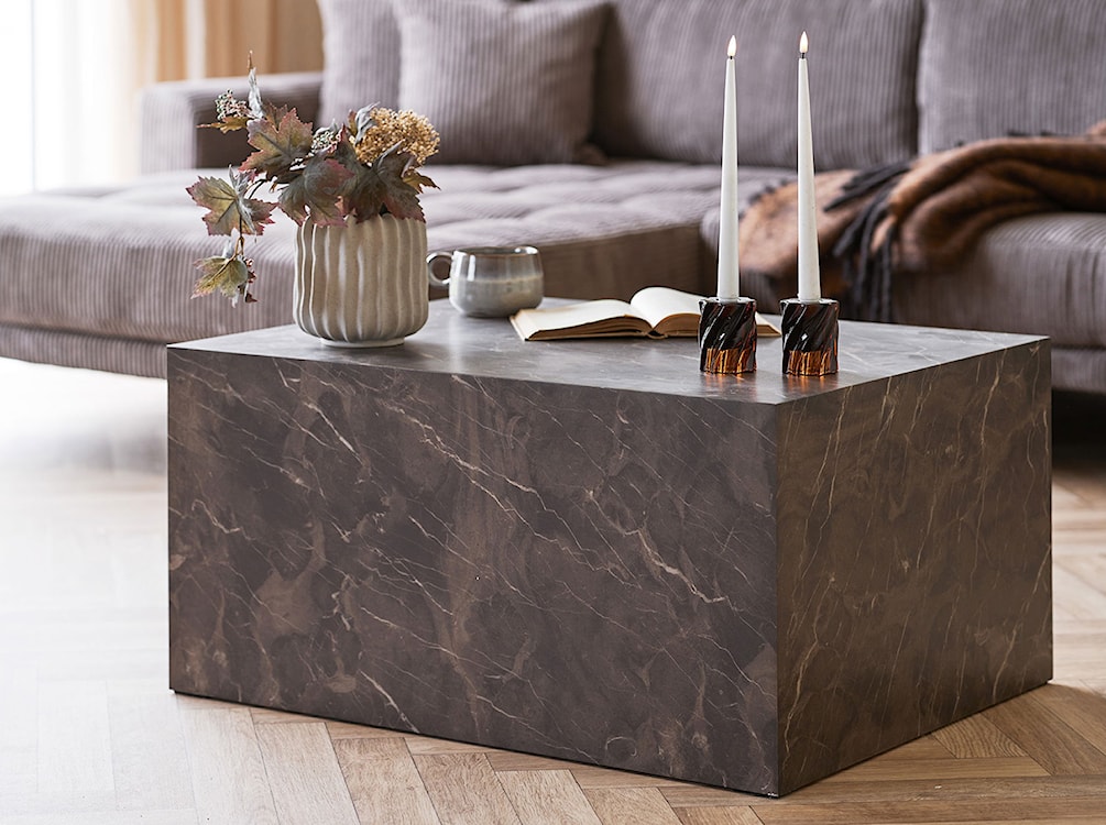 Stolik kawowy Asserves 60x80 cm brązowy marmur  - zdjęcie 2