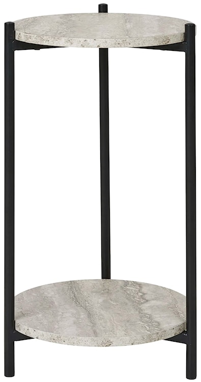 Stolik boczny Leuven średnica 27 cm trawertyn / czarny