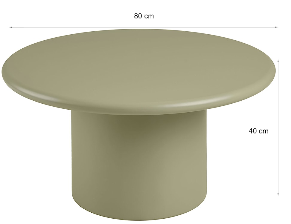 Stolik kawowy Nagano okrągły 80 cm zielony mat  - zdjęcie 6