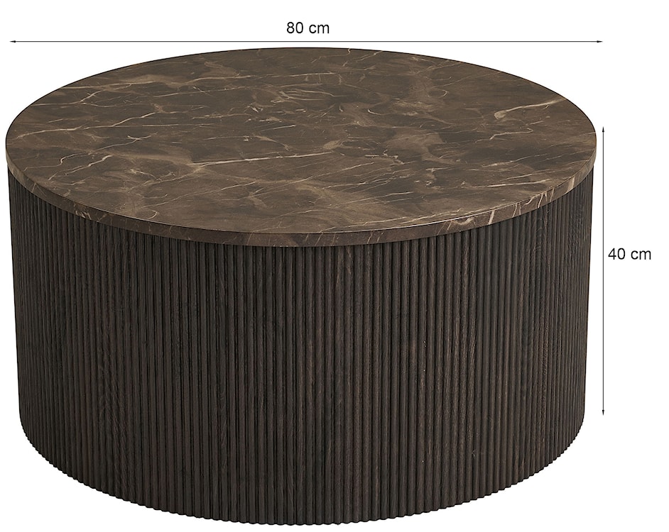 Stolik kawowy Cotven okrągły 80 cm brązowy marmur  - zdjęcie 6