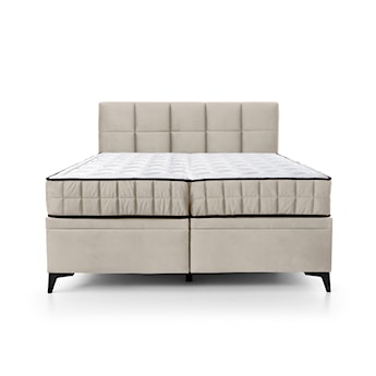 Łóżko kontynentalne 160x200 cm Beriano z pojemnikami i materacem jasnobeżowe welur