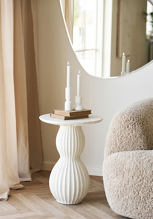 Stolik boczny Newtown okrągły 40 cm biały  - zdjęcie 2