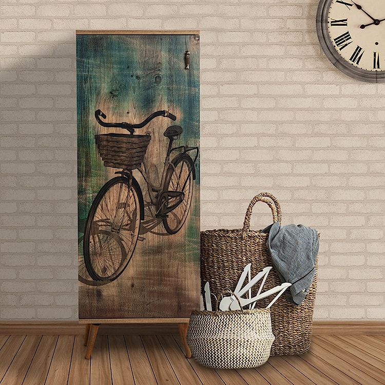 Regał zamykany Jiesto rustykalny z motywem roweru  - zdjęcie 3