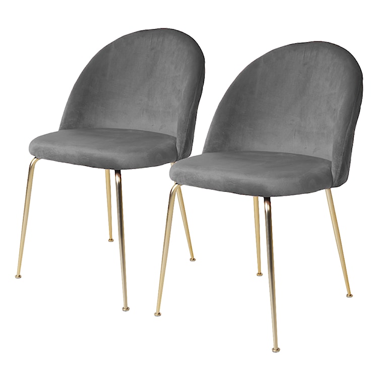 Zestaw dwóch krzeseł tapicerowanych Rallsy szare na złotej podstawie  - zdjęcie 6