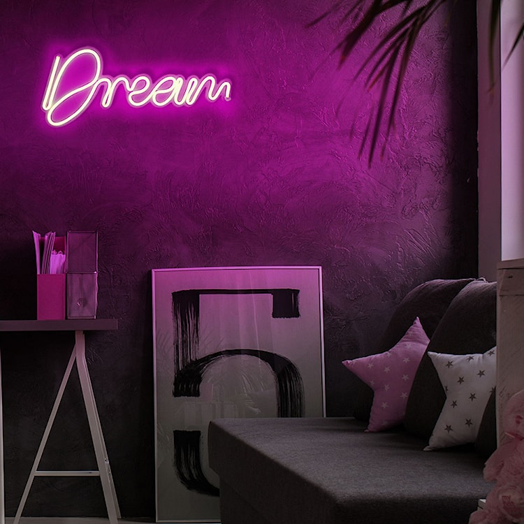 Neon na ścianę Letely z napisem Dream różowy  - zdjęcie 4