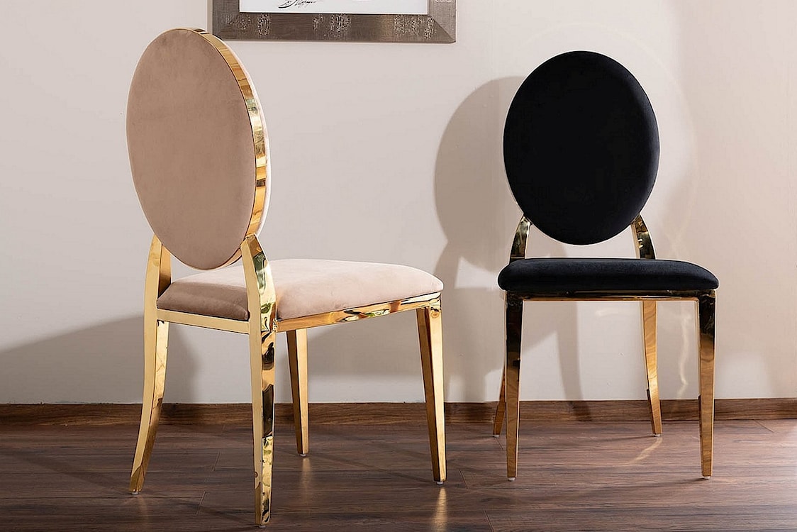 Krzesło tapicerowane Dersevie beżowy velvet/ złoty stelaż  - zdjęcie 7