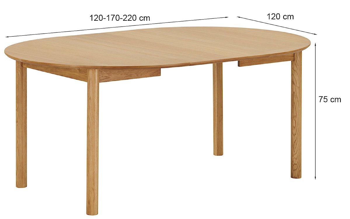 Stół rozkładany do jadalni Bundaberg 120-220x120 cm dąb naturalny fornir  - zdjęcie 11