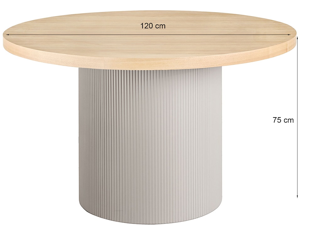Stół okrągły do jadalni Solva 120 cm z okrągłą podstawą jasnoszary/dąb naturalny  - zdjęcie 2