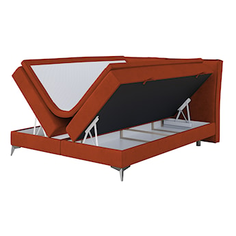 Łóżko kontynentalne 160x200 cm Esteiro z pojemnikami i topperem miedziane welur hydrofobowy