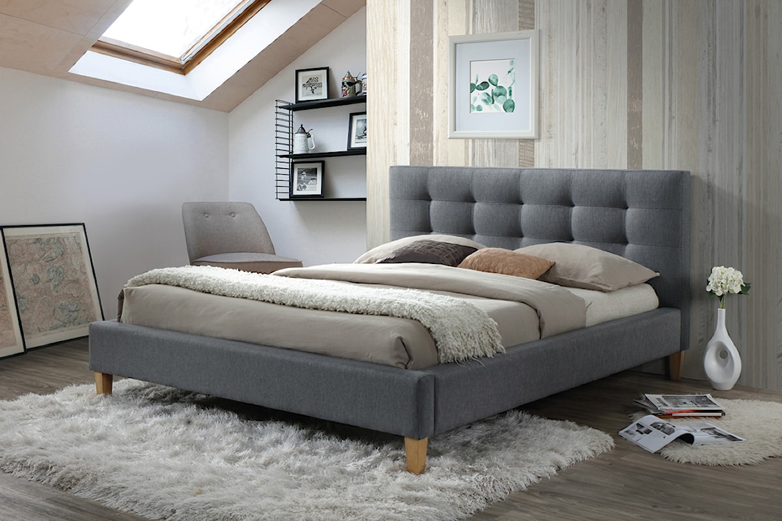 Łóżko tapicerowane Alford 140x200 cm szare  - zdjęcie 2