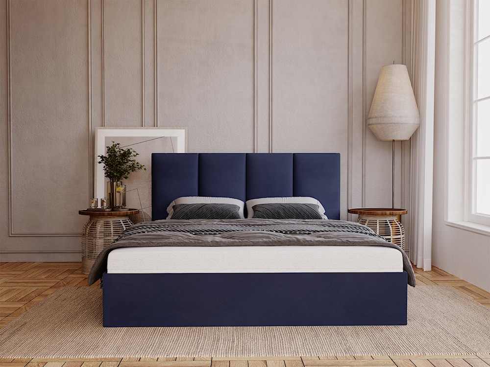 Łóżko tapicerowane 160x200 cm Drimmi z pojemnikiem chabrowe velvet hydrofobowy  - zdjęcie 2