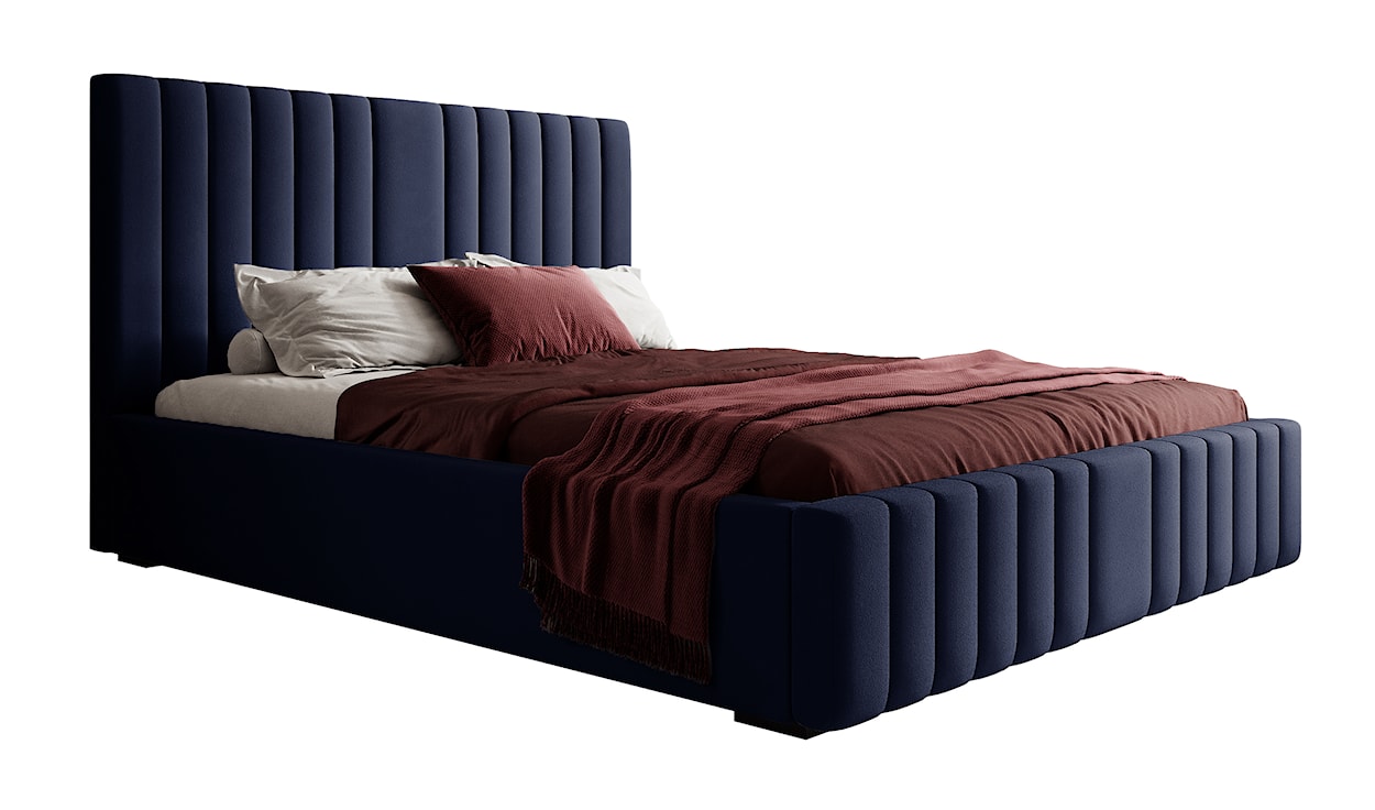 Łóżko tapicerowane 160x200 cm Rayas z pojemnikiem chabrowe velvet hydrofobowy