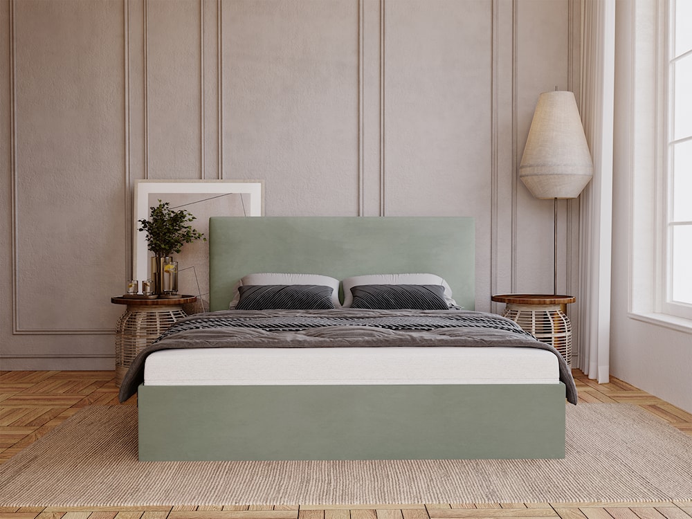Łóżko tapicerowane 180x200 cm Johnie z pojemnikiem eukaliptusowe velvet hydrofobowy  - zdjęcie 2