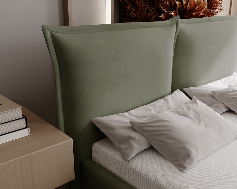 Łóżko tapicerowane 180x200 cm Fianno z pojemnikiem eukaliptusowe welur hydrofobowy  - zdjęcie 4