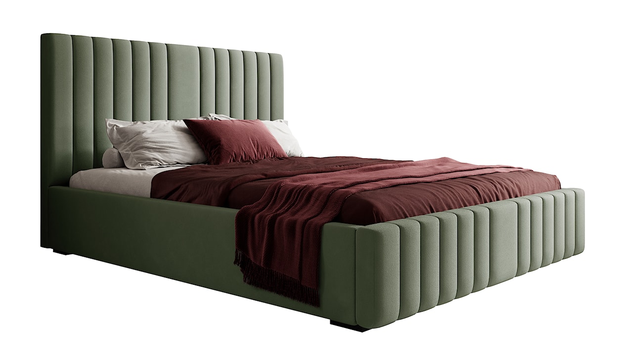 Łóżko tapicerowane 160x200 cm Rayas z pojemnikiem eukaliptusowe velvet hydrofobowy 