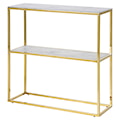 Konsola do przedpokoju Alisma 80x26 cm biały marmur na złotej podstawie