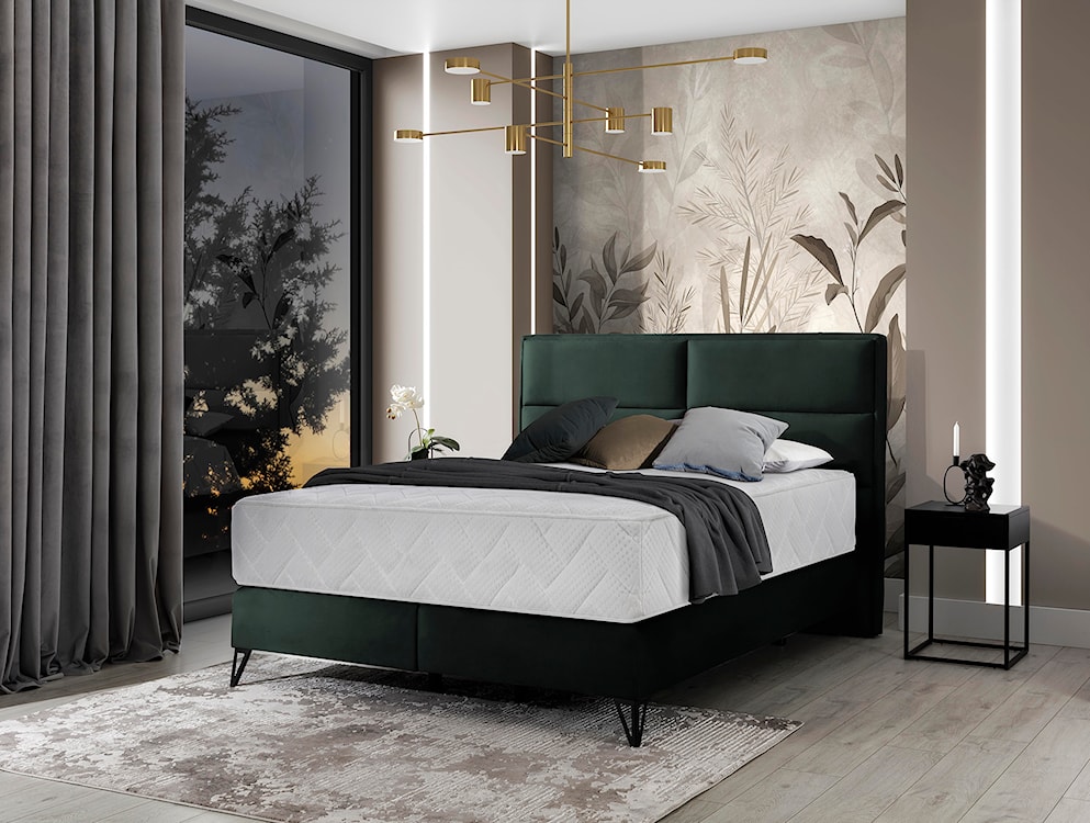 Łóżko kontynentalne 180x200 cm Fabeiro zielone velvet  - zdjęcie 2