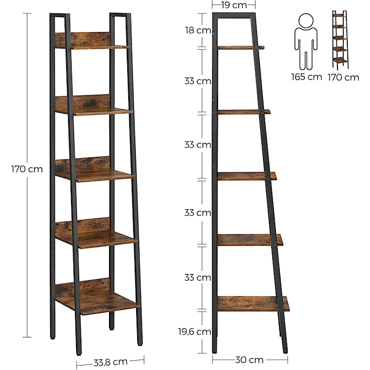 Regał wysoki Nerammen 170 cm brąz rustykalny  - zdjęcie 6