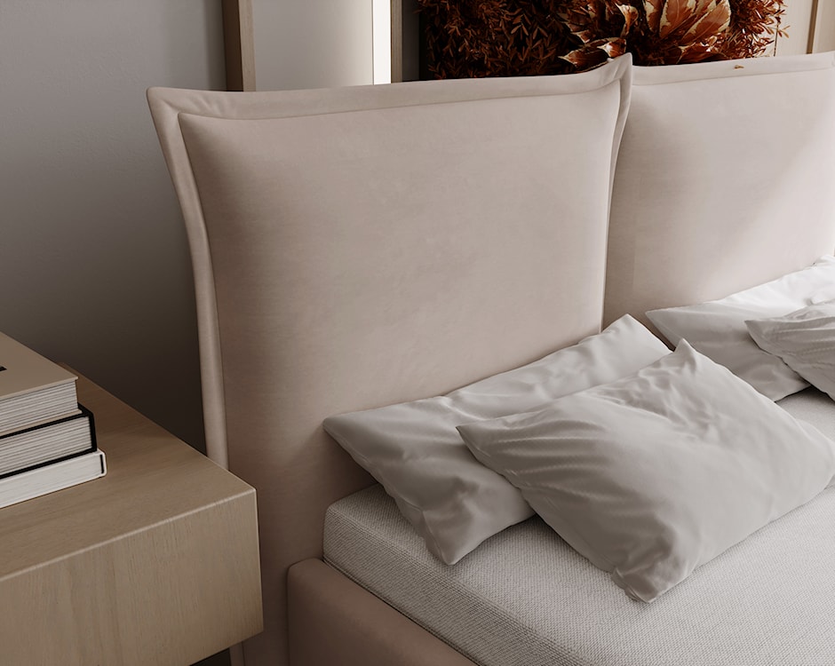 Łóżko tapicerowane 160x200 cm Fianno z pojemnikiem szarobeżowe welur hydrofobowy  - zdjęcie 4
