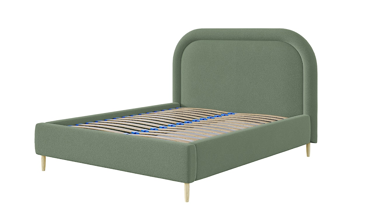 Łóżko tapicerowane 180x200 cm Loreo z pojemnikiem zielone boucle  - zdjęcie 3
