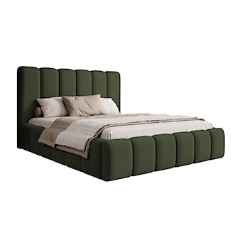 Łóżko tapicerowane 160x200 cm Biscottino zielone z pojemnikiem stelaż metalowy podnośnik gazowy