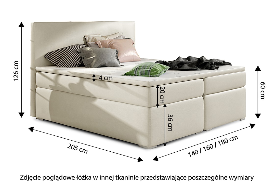 Łóżko kontynentalne Glimer 180x200 cm z pojemnikiem szare plecionka  - zdjęcie 5