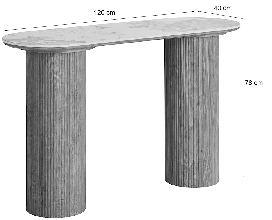 Konsola Athens 120 cm lamele jasny orzech ceramiczny blat  - zdjęcie 6