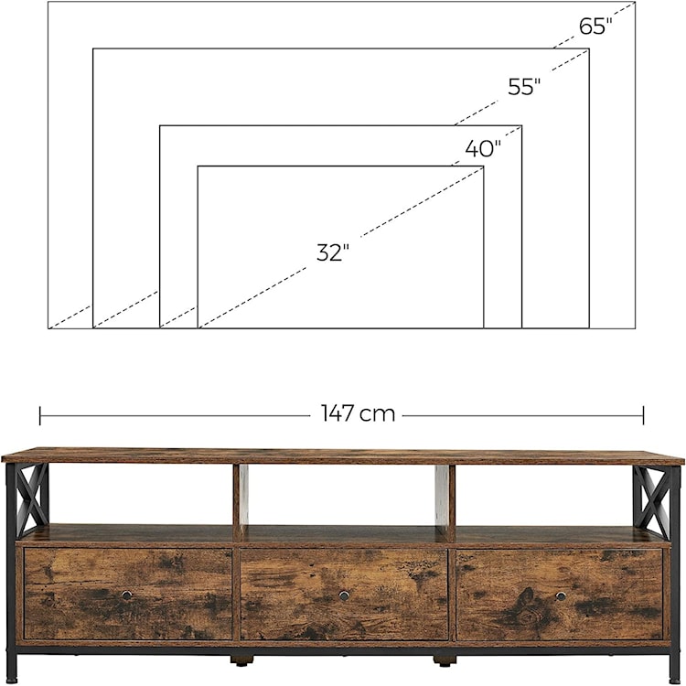 Szafka RTV Exibia 147 cm brąz rustykalny  - zdjęcie 6