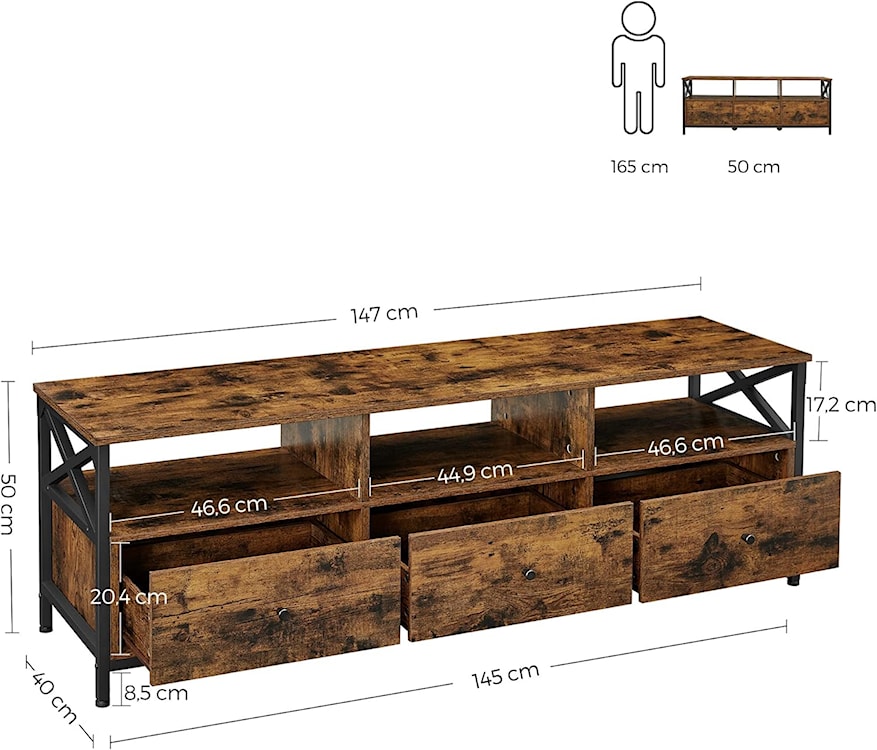 Szafka RTV Exibia 147 cm brąz rustykalny  - zdjęcie 7