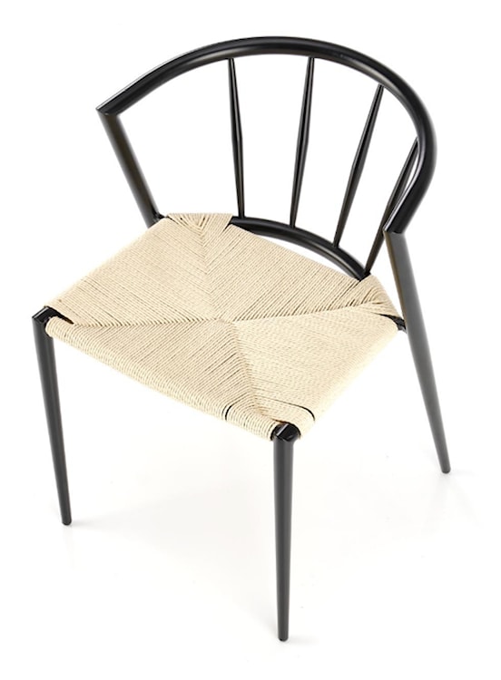 Krzesło metalowe Insived z plecionym siedziskiem czarne  - zdjęcie 3