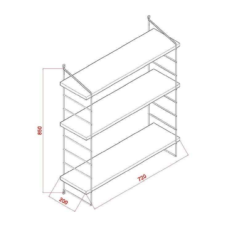 Półka ścienna Aldulfin trzypoziomowa biały  - zdjęcie 3