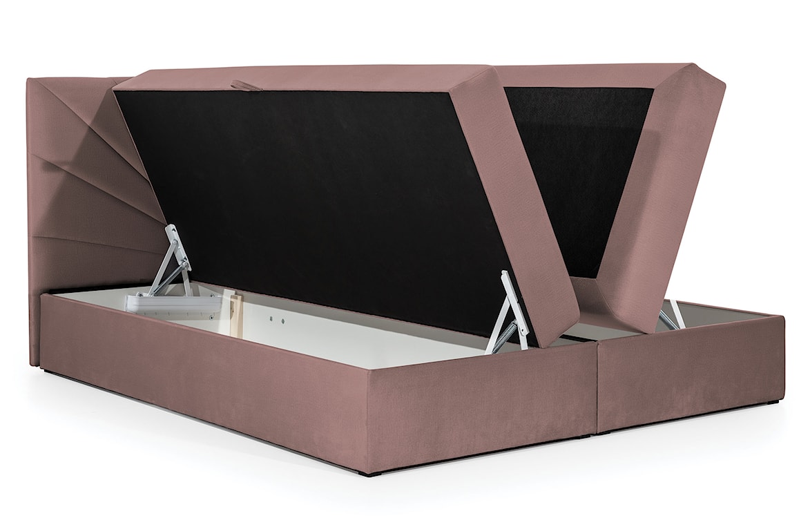 Łóżko kontynentalne Potomje 140x200 z dwoma pojemnikami, materacem i topperem różowe hydrofobowe  - zdjęcie 3